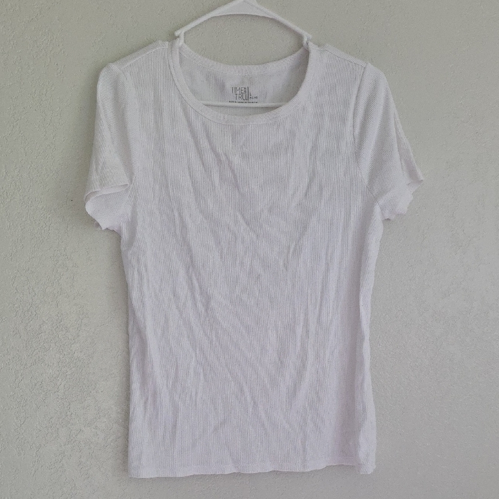 🔴 Time and Tru White Short Sleeve Ribbed Tee